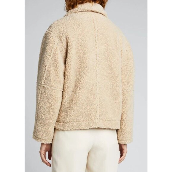 VINCE Beige Polyester Teddy Button Front Boxy Sherpa Jacket, Size XS - Picture 3 of 16